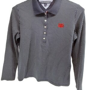 Tommy Hilfiger Long Sleeve Polka Dot Polo Shirt Women's Size‎ Medium